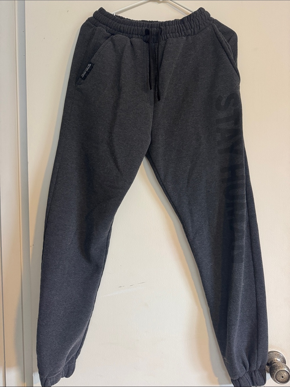 Michael Franti Stay Human Charcoal Gray Fleece Sweatpants - Comfortable